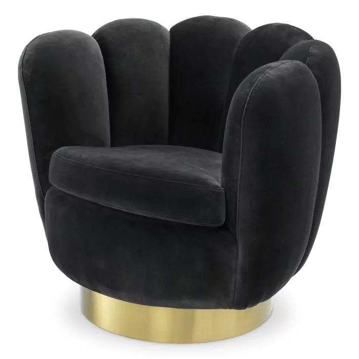 Fotoliu Pivotant Mirage Savona Dark Grey Velvet 113483, Eichholtz