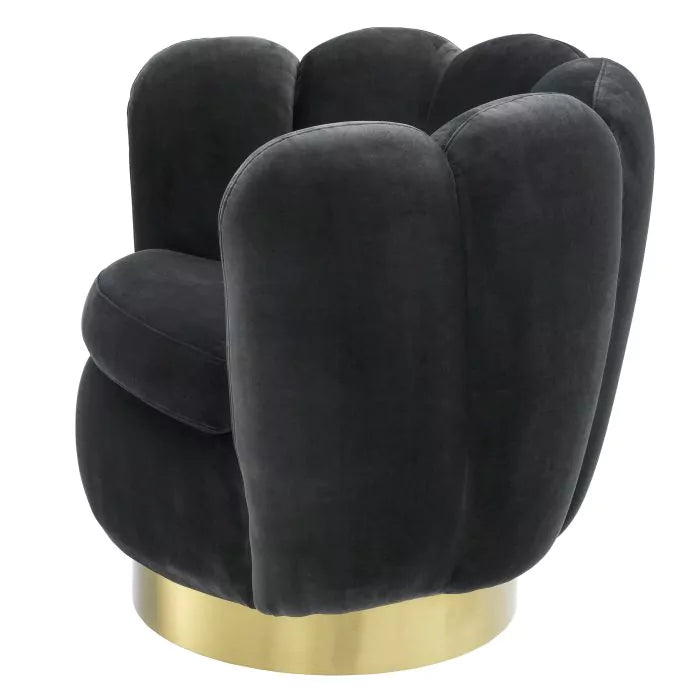 Fotoliu Pivotant Mirage Savona Dark Grey Velvet 113483, Eichholtz