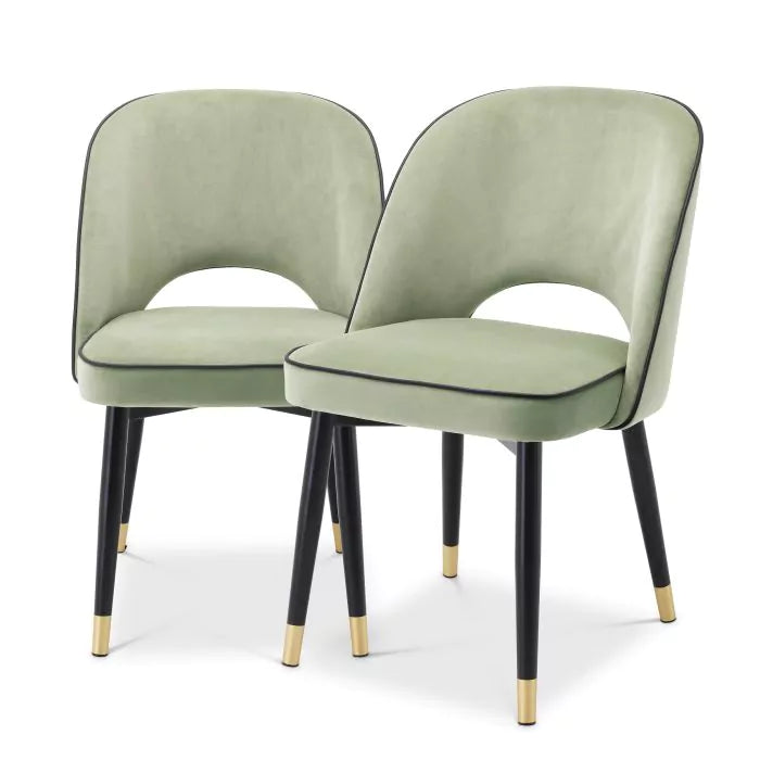 Set Două Scaune Dining Cliff Pistache Green Velvet 113783, Eichholtz