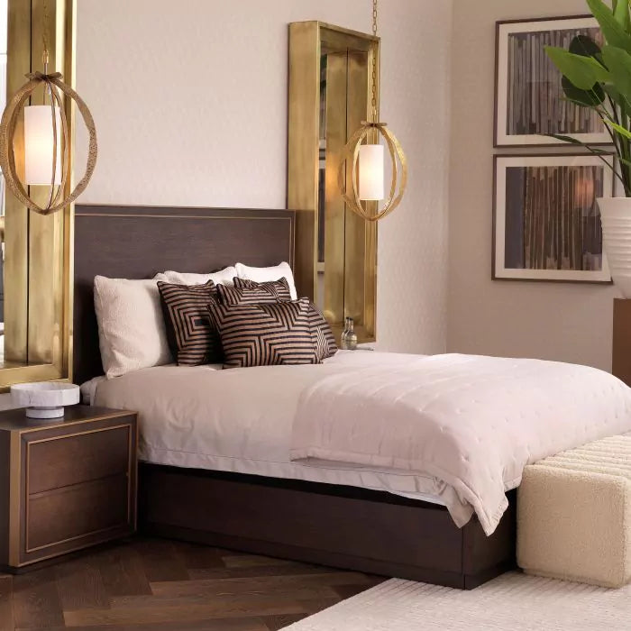 Cadru Pat Camelot Brown Oak Veneer 114211, Eichholtz