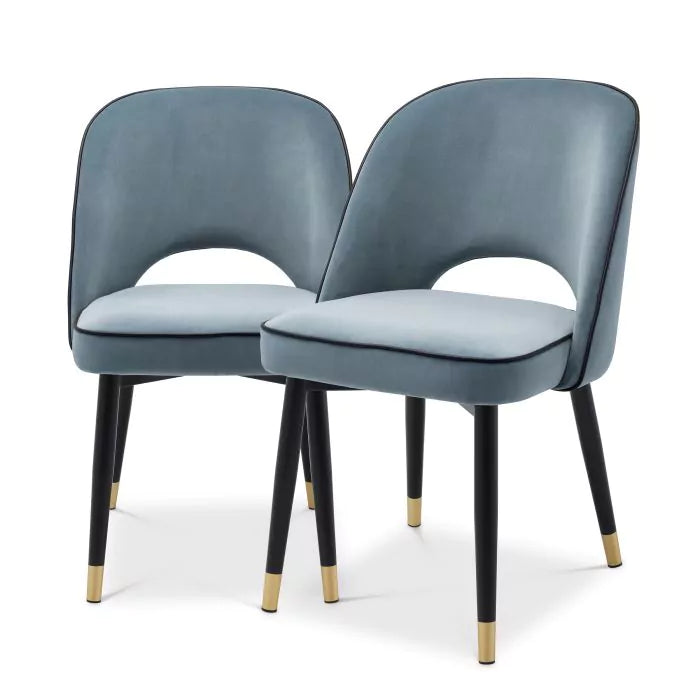Set Două Scaune Dining Cliff Blue Velvet 114301, Eichholtz