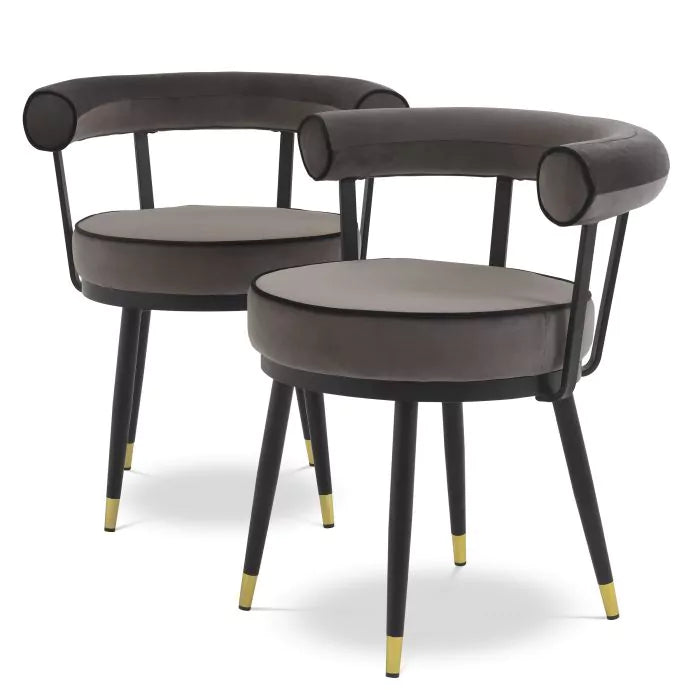 Set Două Scaune Dining Vico Savona Grey Velvet 114379, Eichholtz