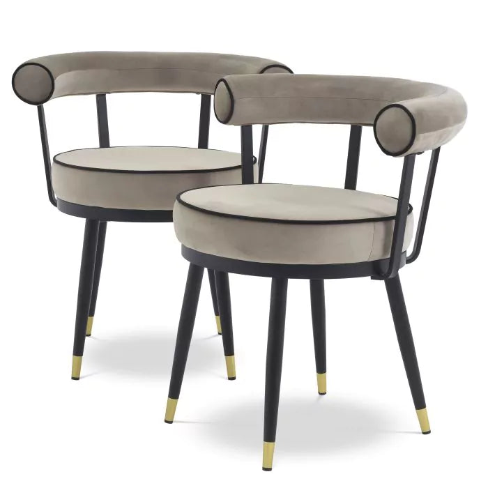 Set Două Scaune Dining Vico Greige Velvet 114784, Eichholtz