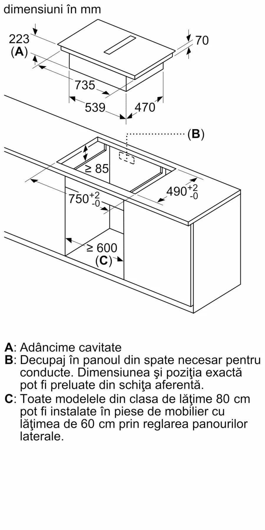 Plită pe inducție cu sistem de ventilare integrat 80 cm Flex Design V68YYX4C0, Neff