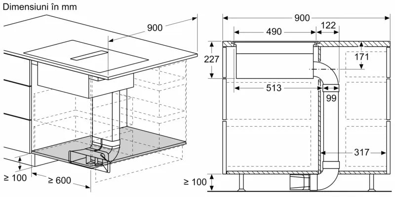 Seria 8 Plită pe inducție cu sistem de ventilare integrat 80 cm flush mount PXX801D67E, Bosch