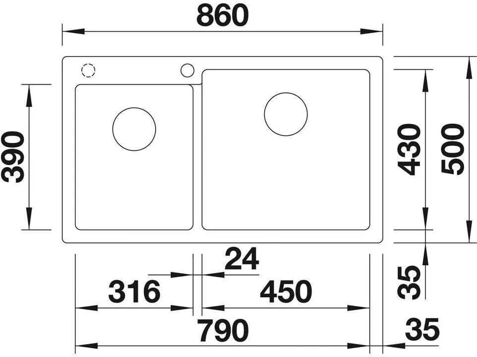 Chiuveta bucatarie Pleon 9 527641, Cuva Mare stanga, silgranit Alb Antic, 860 x 500 mm, Blanco