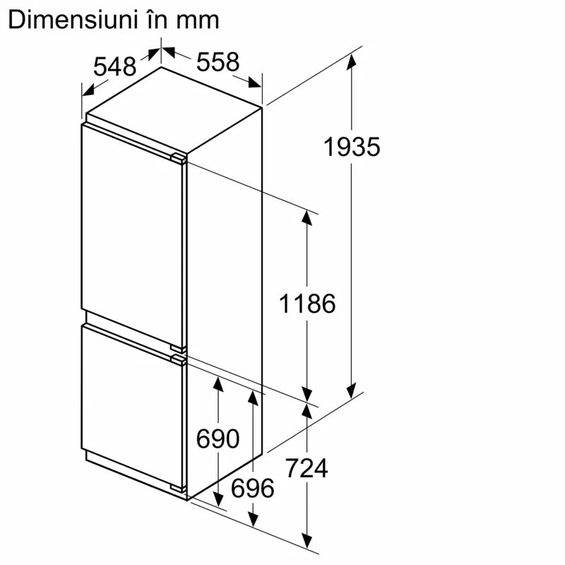 Combină frigorifică încorporabilă 193.5 x 55.8 cm Balama plată KI7962FD0, Neff