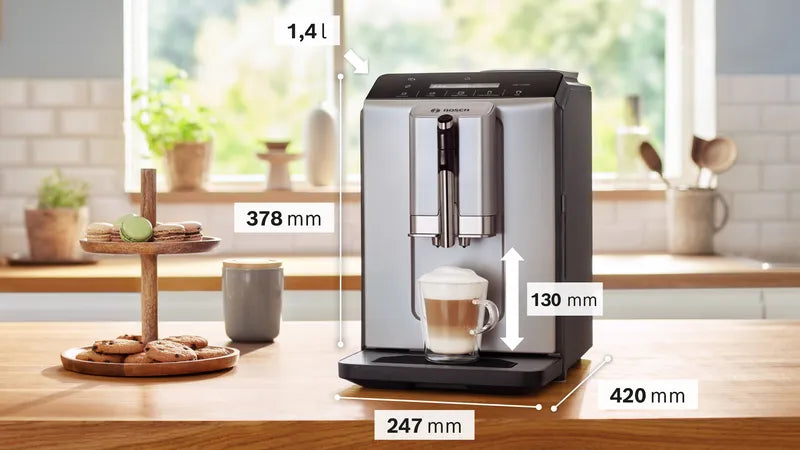 Espressor automat VeroCafe Silk Silver, Rezervor de apă detașabil TIE20301, Bosch