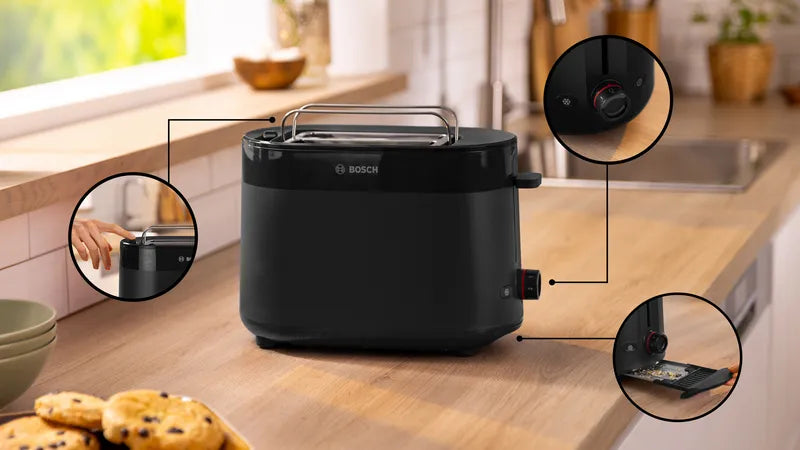Prăjitor pâine compact MyMoment Black TAT2M123, Bosch
