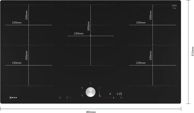 Plită cu inducție 90 cm Negru, T69PTX4L0, Neff