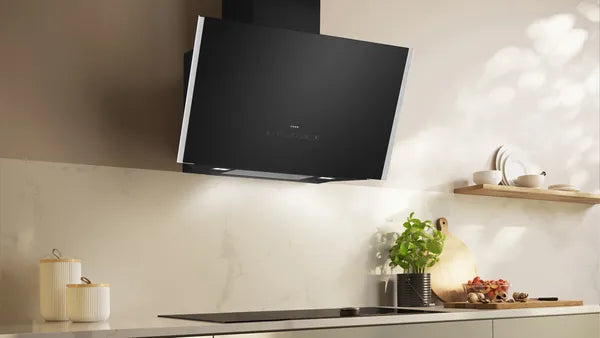 Hotă decorativă de perete 90 cm clear glass black printed D98IPT2S0, Neff