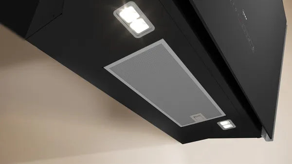 Hotă decorativă de perete 90 cm clear glass black printed D98IPT2S0, Neff