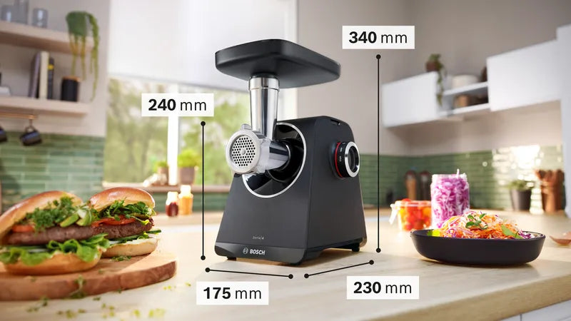 Seria 4 Mașină de tocat MultiPower Series 4 1900 W Black, Negru MFWS440B, Bosch