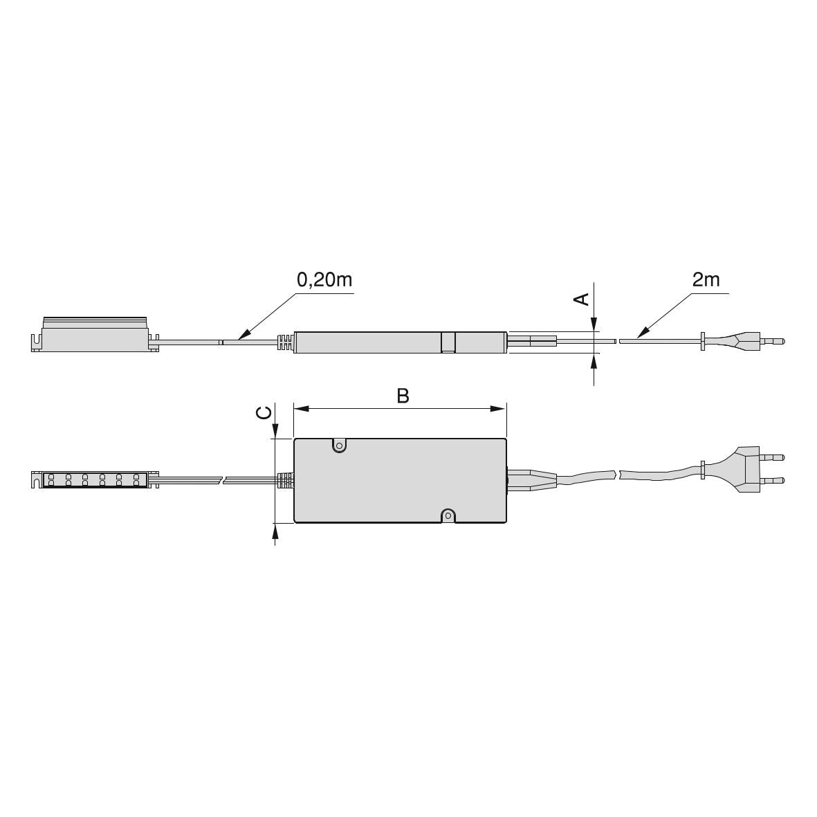 Transformator Plastic Banda LED, AMP 12V DC, 6W, Emuca