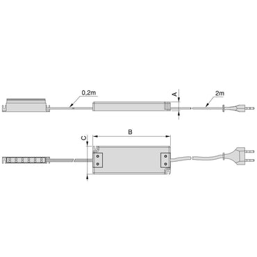Transformator Banda LED, 12V DC, 200W, Emuca