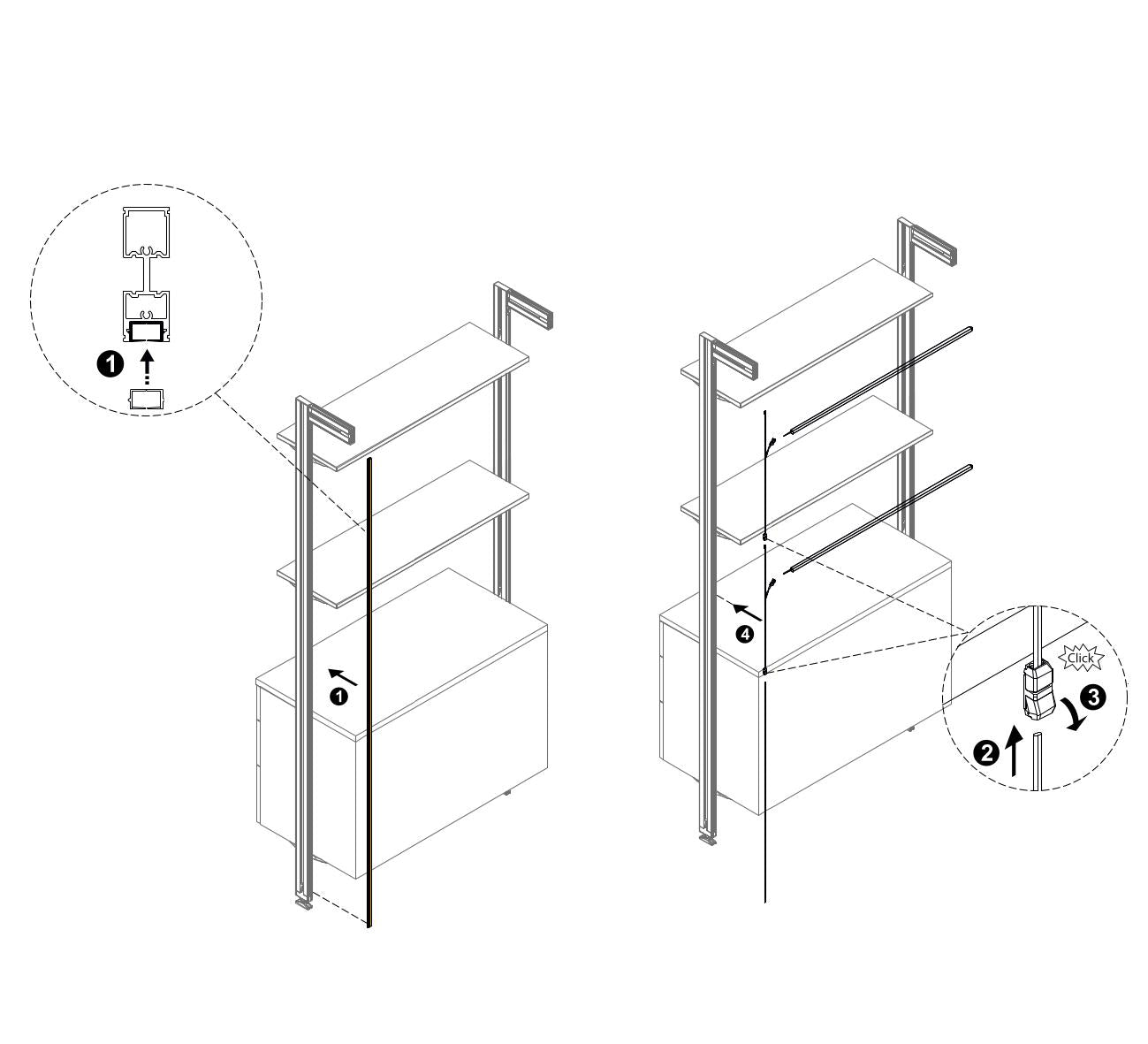Kit cabluri si conectori pentru iluminat Structura zero, lungime 500mm, Emuca