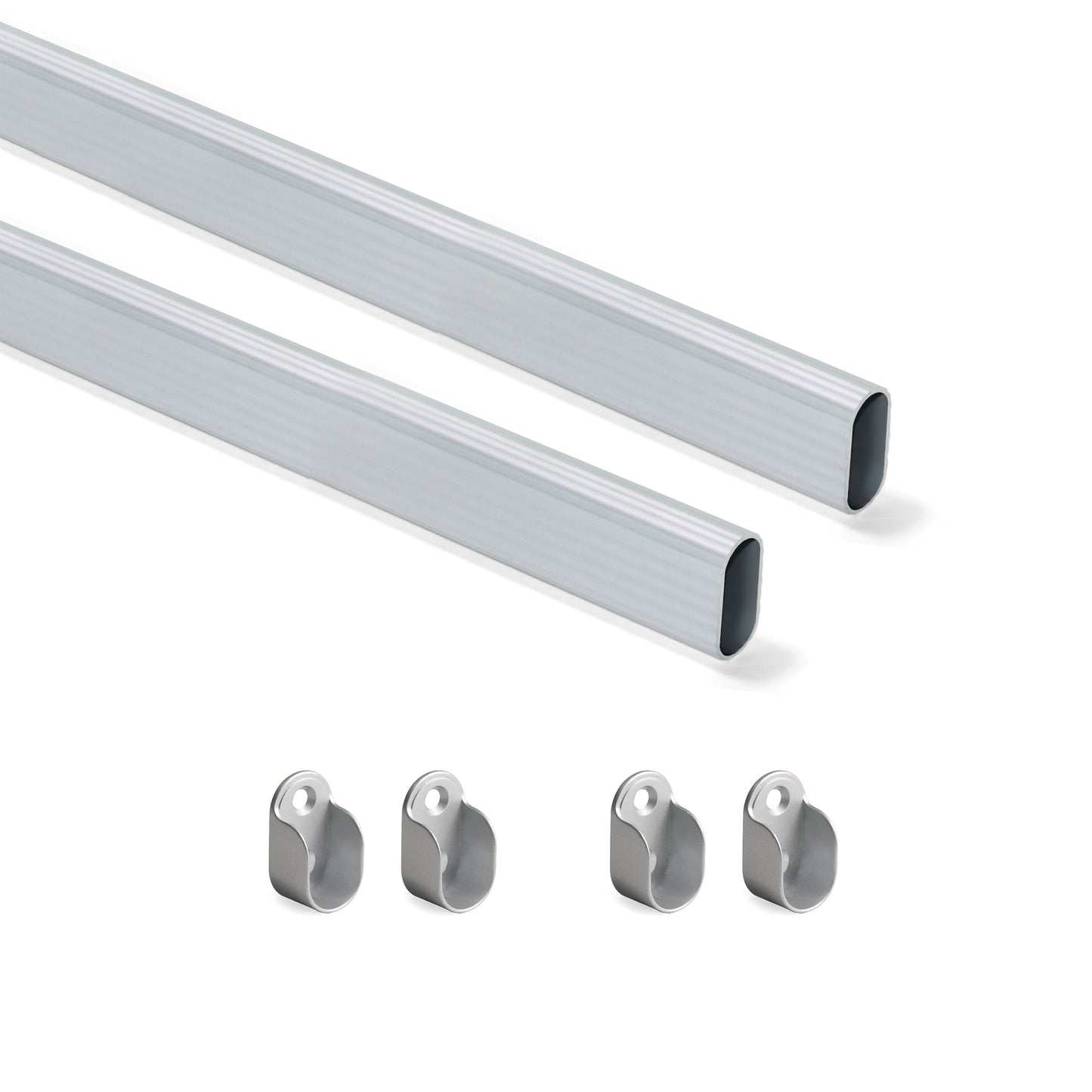 Set de 2 bare pentru garderoba, 0.75m cu suporturi, Emuca