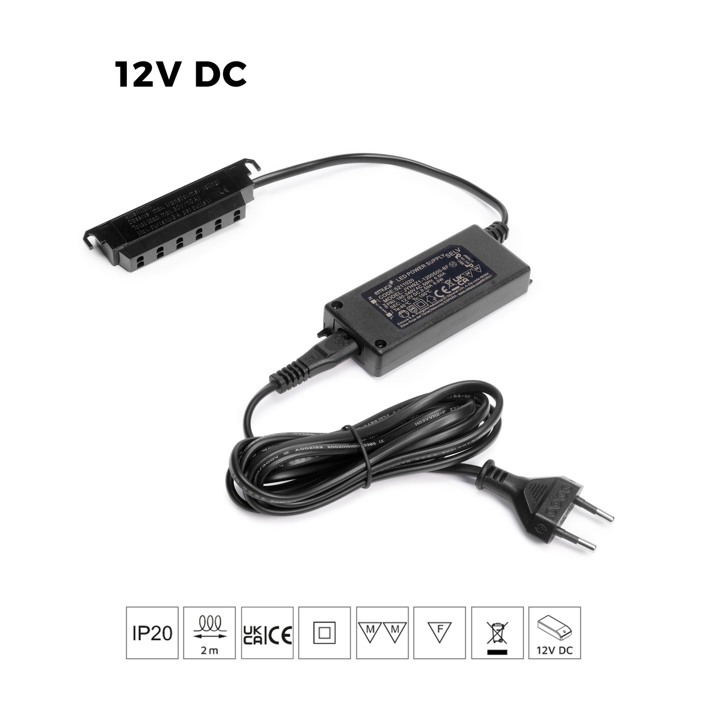 Transformator Plastic Banda LED, AMP 12V DC, 6W, Emuca