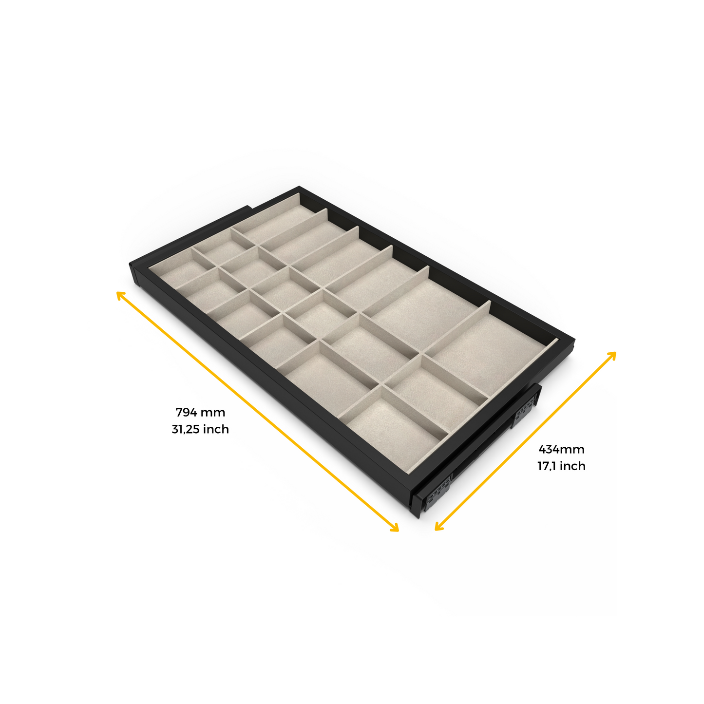 Kit sertar organizator cu inchidere lenta pentru dulap, 800mm, Emuca