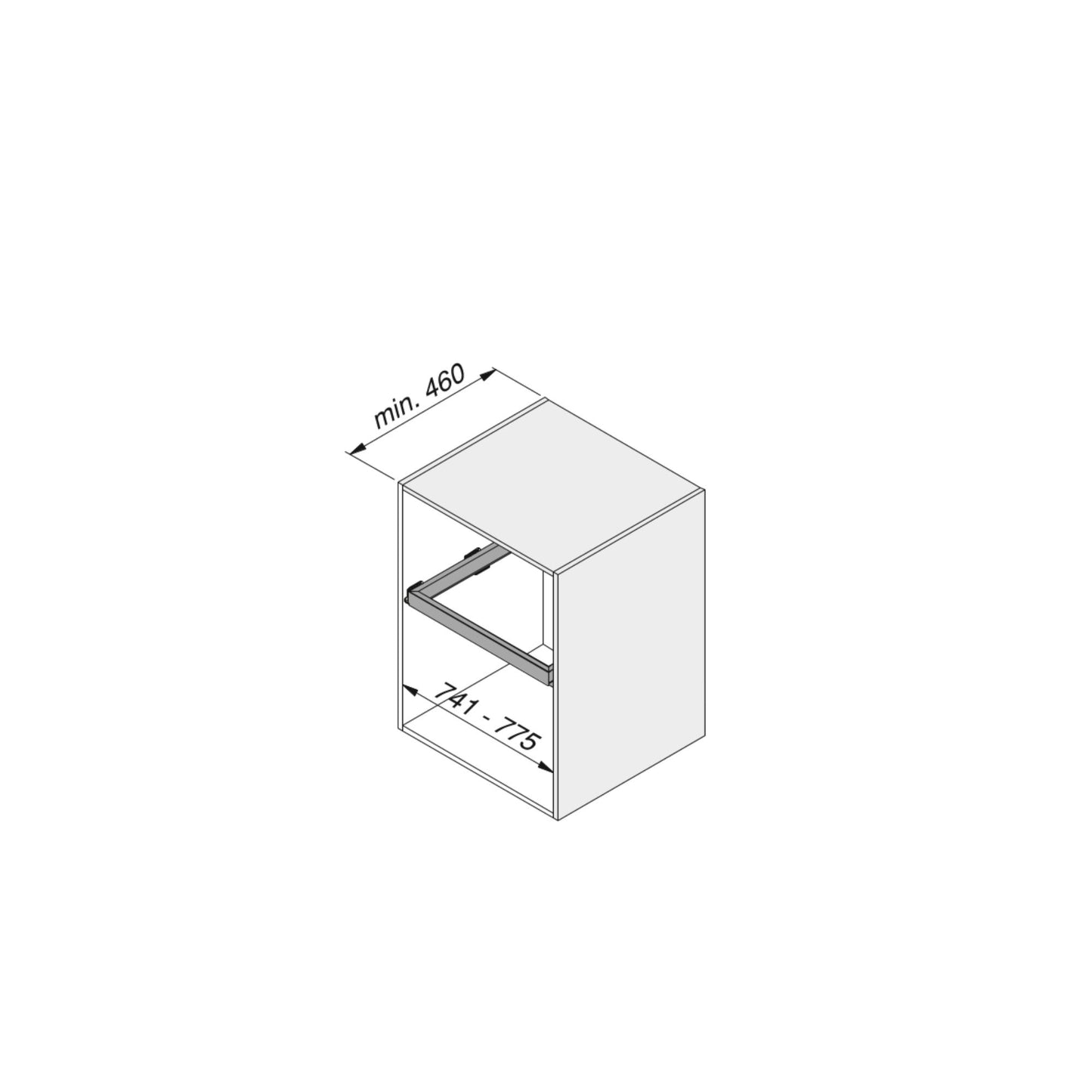Cadru cu glisiere de inchidere soft pentru dulap Hack, 741-775mm, Emuca