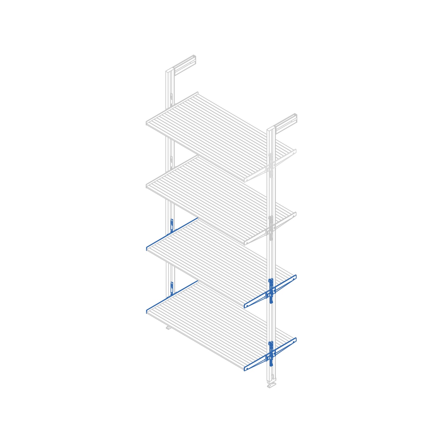 Pereche de suporturi de montare rafturi din aluminiu pentru cadru modular Zero, Emuca