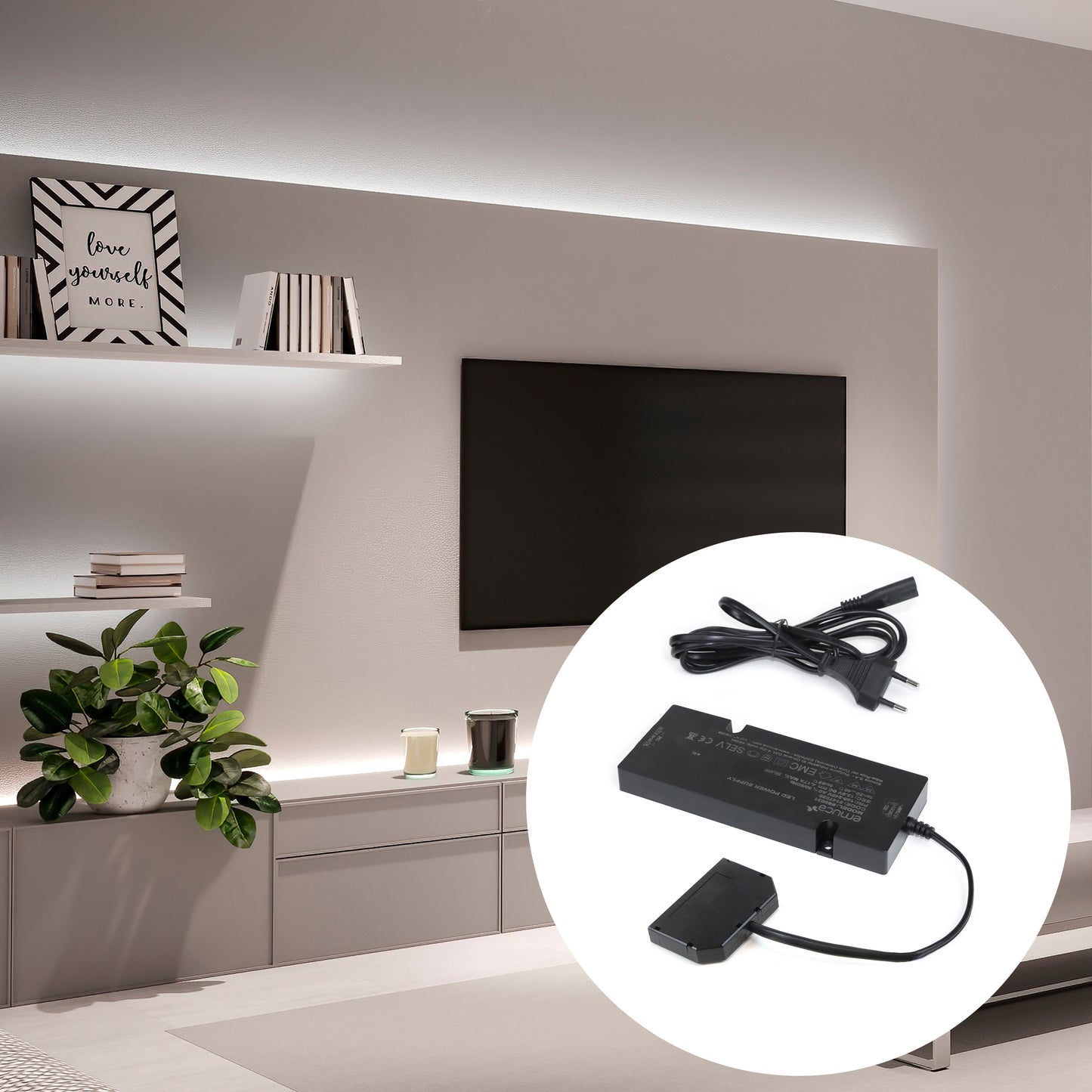 Transformator Plastic Banda LED, Miniled 12V DC, 30W, Emuca