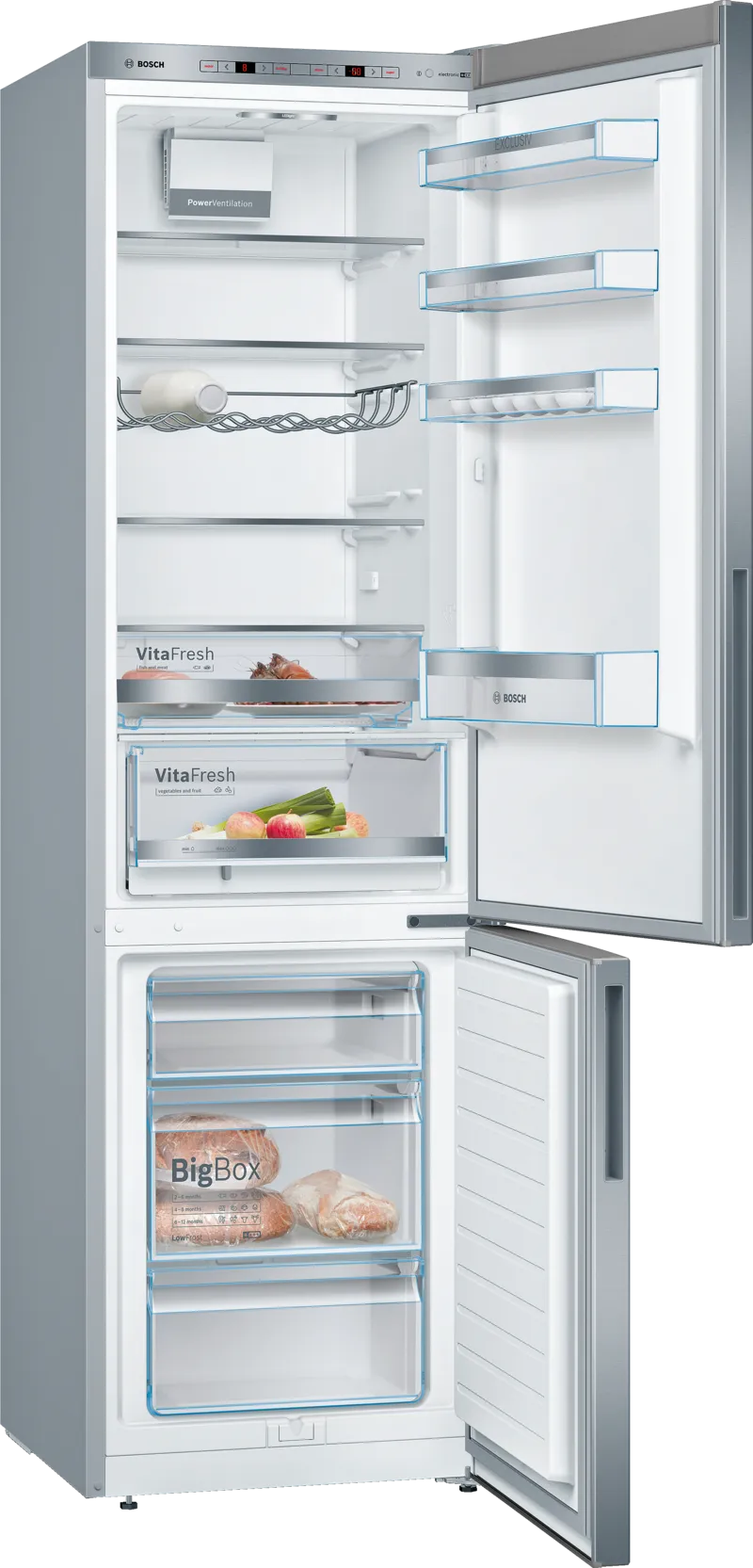 Seria 6 Combină frigorifică independentă 201 x 60 cm Inox Look KGE39ALCA, Bosch