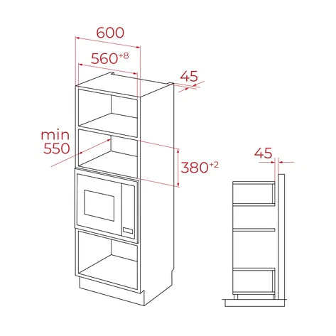 Cuptor cu microunde incorporabil, control cu butoane ,1 funcție (microunde), ML 820 FI BK Teka