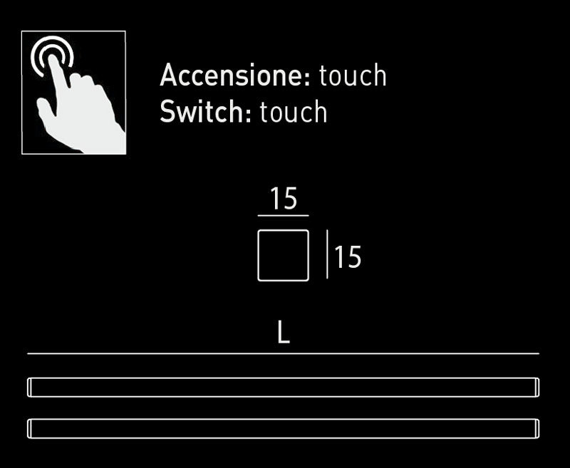 Profil LED cu emisie pe 3 laturi, orizontal cu touch 450mm, Milk Touch Diviemme