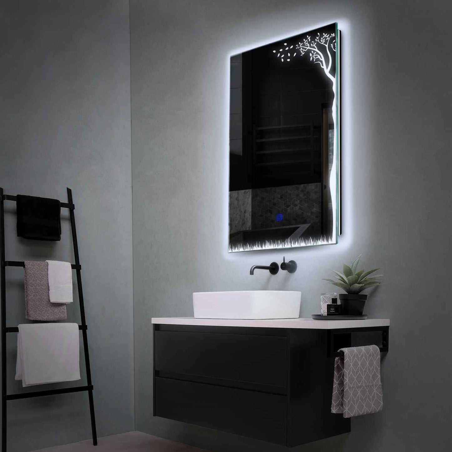 Oglinda LED verticala cu lumina LED rece Gama Good Vibes Model 8 cu buton touch - Reyze
