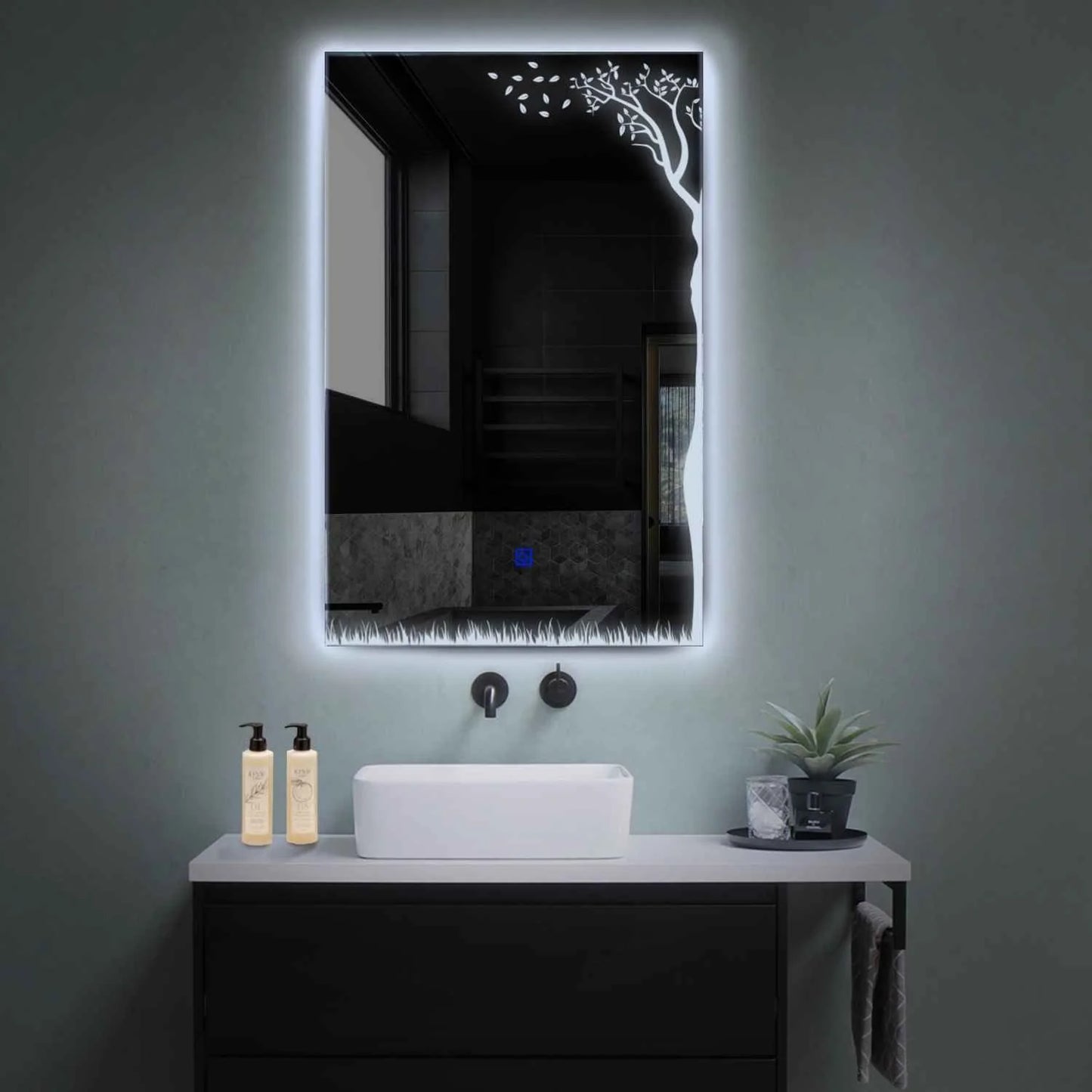 Oglinda LED verticala cu lumina LED rece Gama Good Vibes Model 8 cu buton touch - Reyze
