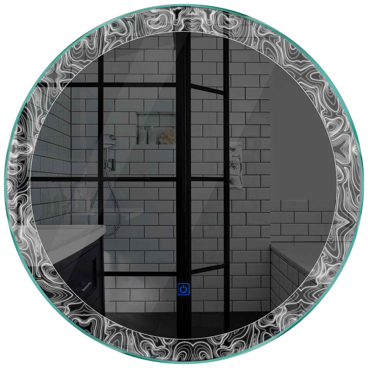 Oglinda LED rotunda cu lumina LED rece Gama Official Model 8 cu buton touch - Reyze