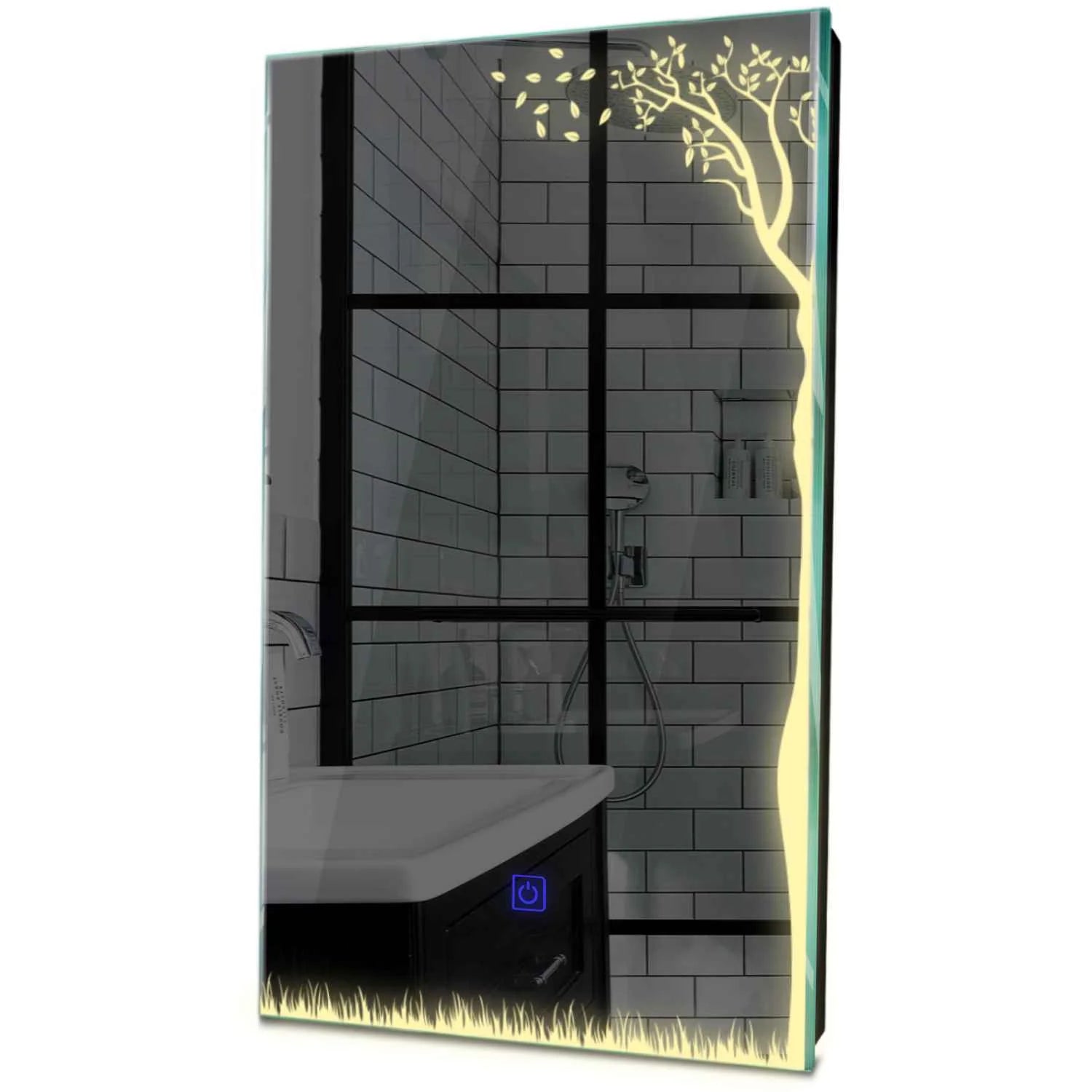 Oglinda LED verticala cu lumina LED calda Gama Good Vibes Model 8 cu buton touch - Reyze