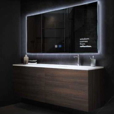 Oglinda LED orizontala cu lumina LED rece Gama Motivated Model 1 cu butoane touch si dezaburire - Reyze