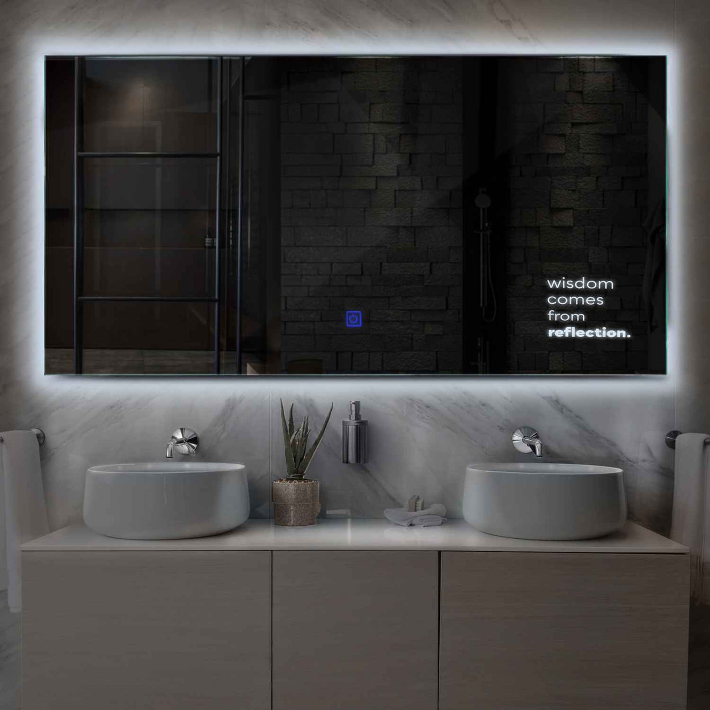 Oglinda LED orizontala cu lumina LED rece Gama Motivated Model 1 cu buton touch - Reyze