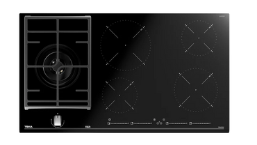 Plită mixtă din cristal 1 zonă gaz + 4 zone inducţie JZC 95314ABN BK, Teka