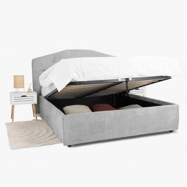 Pat tapitat Pacific cu somiera rabatabila si spatiu de depozitare, Blue