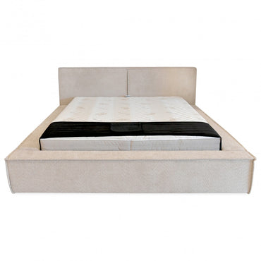 Pat tapitat Tudor cu somiera rabatabila si spatiu de depozitare, Blue