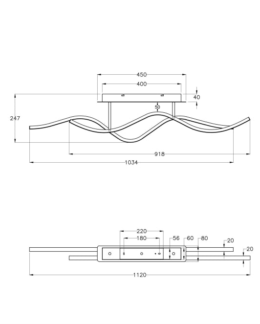 Plafoniera Sinuo , Fabas Luce