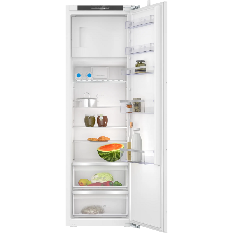 Frigider încorporabil cu compartiment de congelare integrat 177.5 x 56 cm Balama plată KI2822FE0, Neff