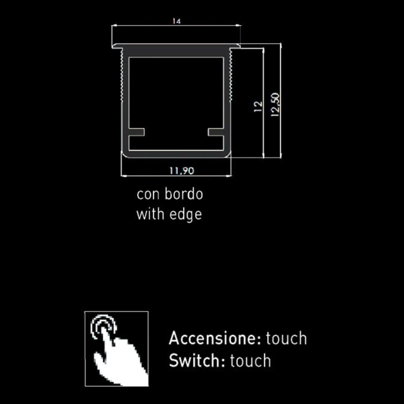 Profil LED liniar cu margini, pentru mobila 1163mm, Speedy Diviemme