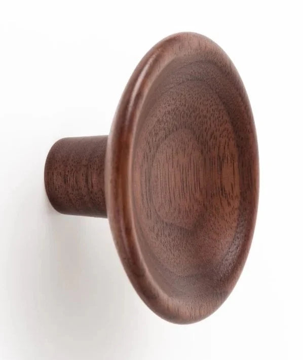 Buton din lemn pentru mobila Disc Wood, finisaj nuc, D 50 mm