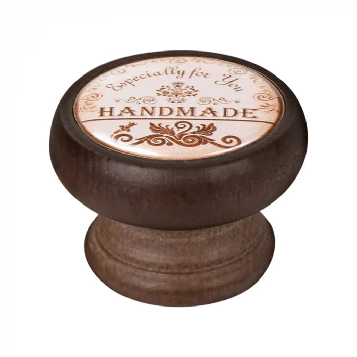 Buton pentru mobila, Handmade 450NG29, finisaj nuc, D:40 mm