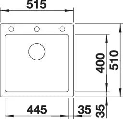 Chiuveta bucatarie Pleon 5 525951, silgranit Negru, 515 x 510 mm, pe blat, Blanco