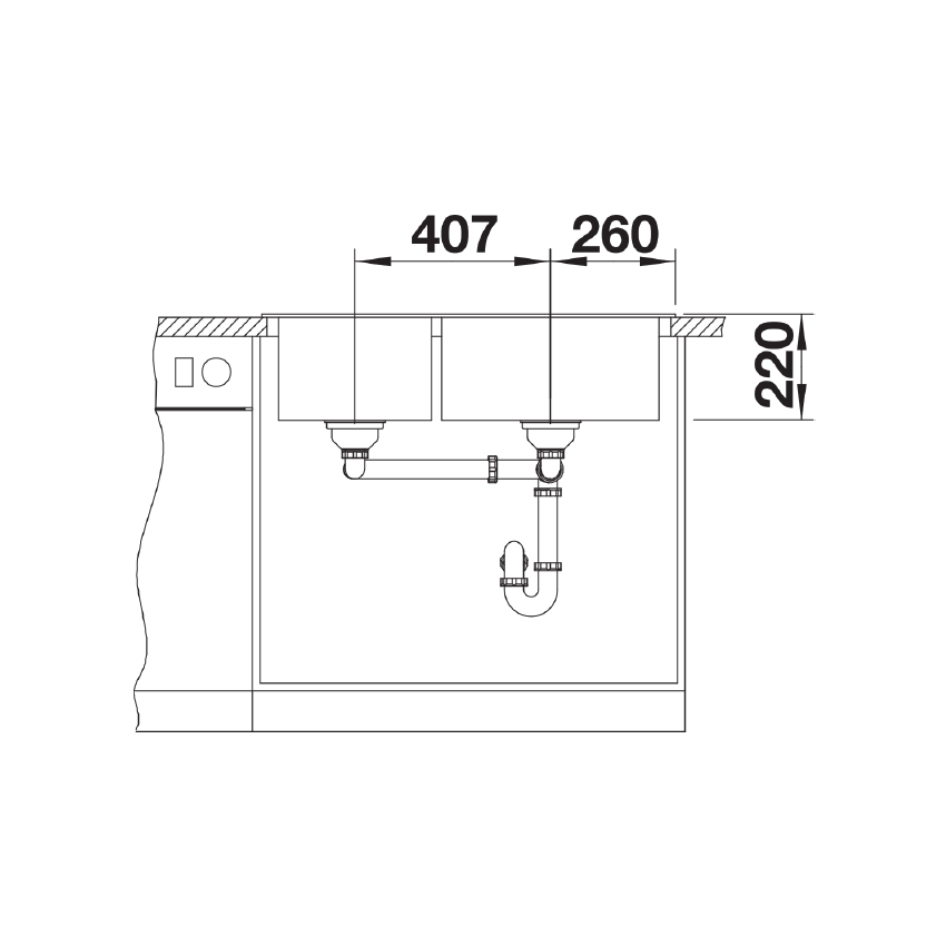 Chiuveta bucatarie Pleon 9 527636, Cuva Mare stanga, silgranit Negru, 860 x 500 mm, Blanco