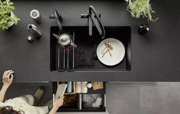 Chiuveta de bucatarie Etagon 525891, silgranit Negru, 730 x 460 mm, Blanco