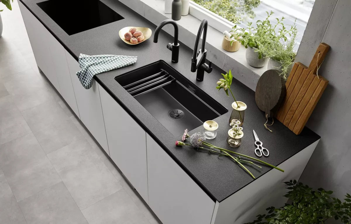 Chiuveta de bucatarie Etagon 525891, silgranit Negru, 730 x 460 mm, Blanco