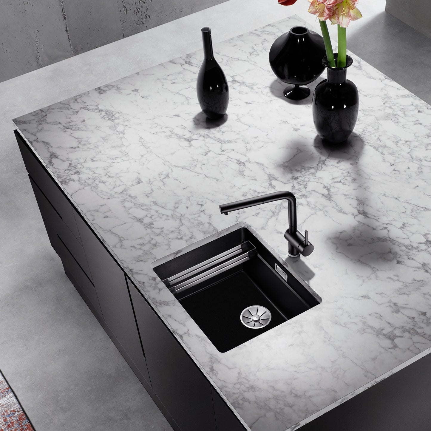 Chiuveta bucatarie Subline 500, 527757, sub blat, silgranit antracit 530 x 460 mm, Blanco