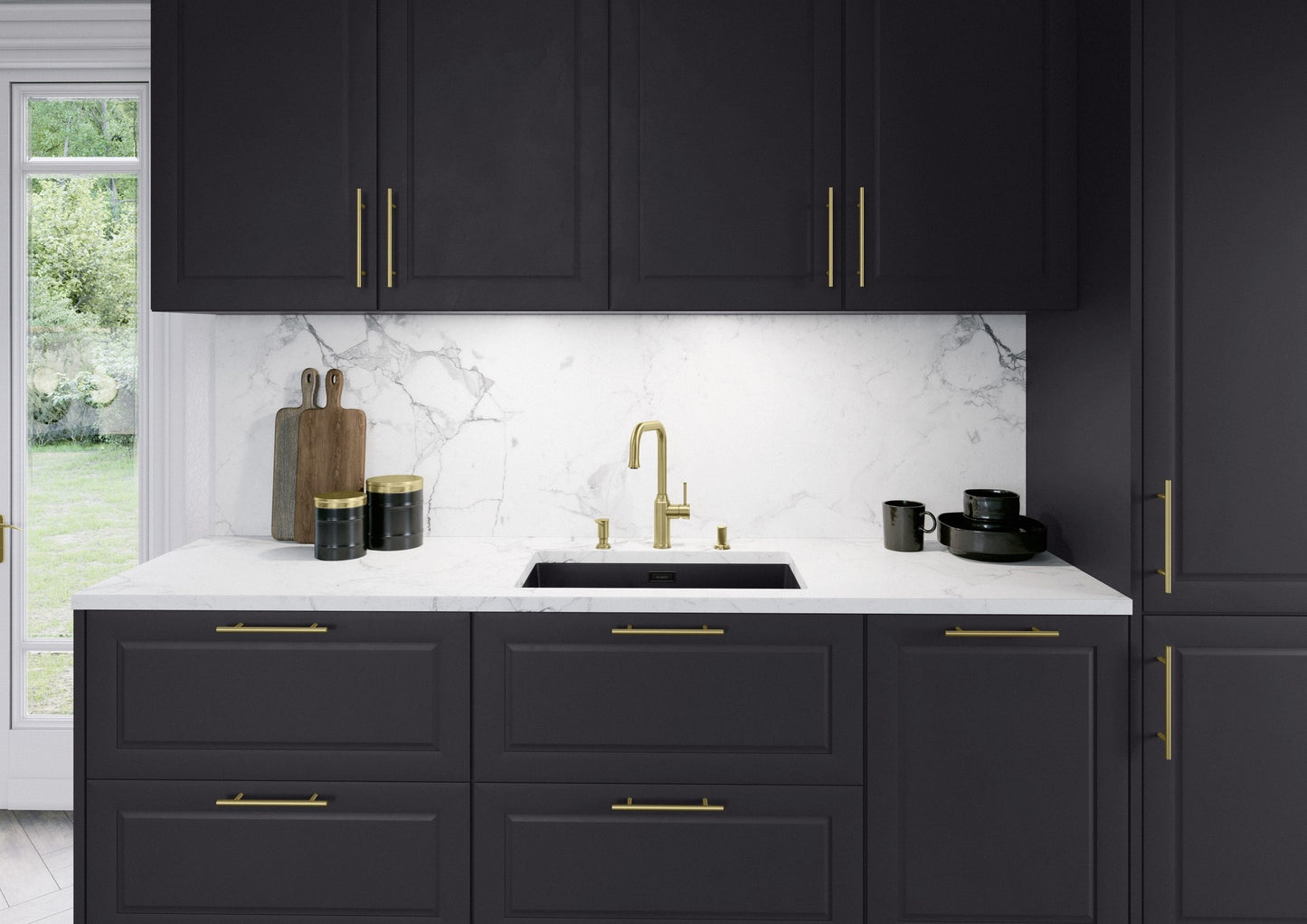 Chiuveta de bucatarie, Subline 526001, silgranit negru, 730 x 460 mm, Blanco