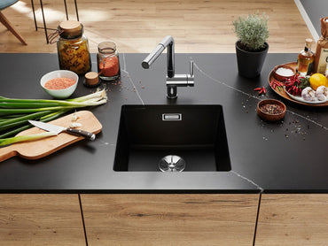 Chiuveta de bucatarie, montare sub blat, Subline 525990, silgranit negru, 430 x 460 mm, Blanco